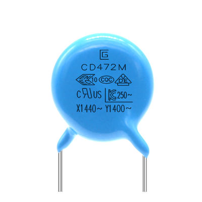 -40C-85C Y1 ظرفیت خازن ایمنی 472M/400V مقاومت عایق &gt; 100MΩ گواهینامه CE
