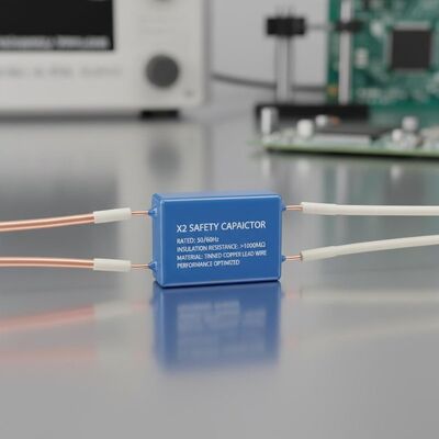مواد سیم سرب مس قوطی شده X2 خازن ایمنی فرکانس نامگذاری 50 60 هرتز با مقاومت عایق بندی 000MΩ برای عملکرد